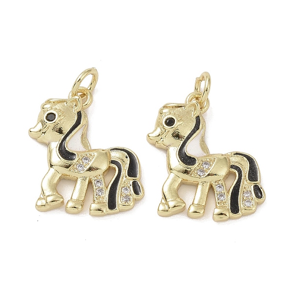 

PandaHall Brass Micro Pave Cubic Zirconia Pendants, with Enamel and Jump Ring, Horse Charms, Black, 17.5x14.5x3mm, Hole: 3.4mm Brass+Cubic...