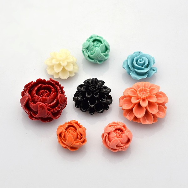 

PandaHall Dyed Synthetical Coral Beads, flower, Mixed Color, 12~25x8~14mm, Hole: 1mm Synthetic Coral Flower Multicolor