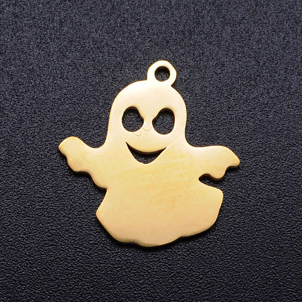 

PandaHall 201 Stainless Steel Pendants, Ghost, Halloween, Golden, 18x17x1mm, Hole: 1.5mm 201 Stainless Steel Ghost