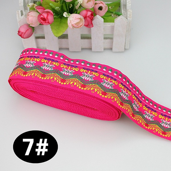 

PandaHall Ethnic Style Embroidery Polyester Ribbons, Jacquard Ribbon, Garment Accessories, Wave Pattern, Deep Pink, 1-3/4 inch(45mm), about...