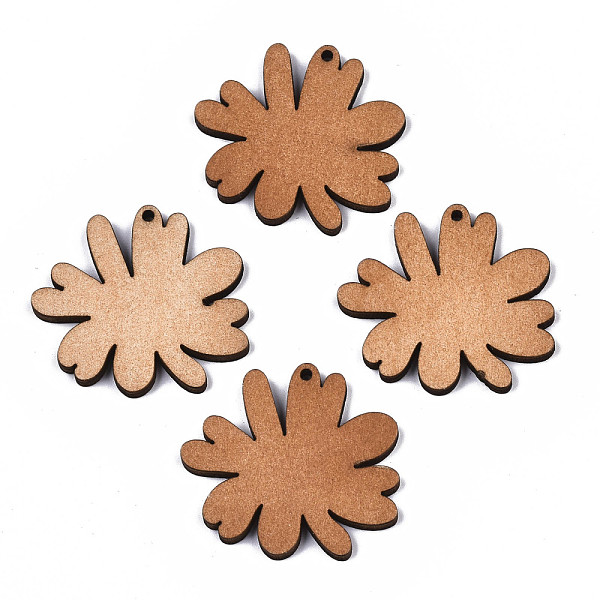 

PandaHall Printed Basswood Pendants, Back Random Color, Daisy Flower, White, 34x37x3mm, Hole: 1.6mm Wood Flower White