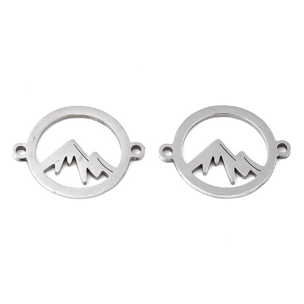 

PandaHall 201 Stainless Steel Link Connectors, Laser Cut, Ring with Mountain, Stainless Steel Color, 15x19x1mm, Hole: 1.4mm 201 Stainless...