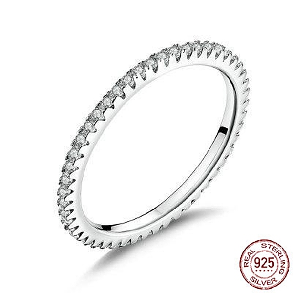 

PandaHall Rhodium Plated 925 Sterling Silver Finger Rings, with Cubic Zirconia, with 925 Stamp, Real Platinum Plated, Clear, Size 6, 16mm...