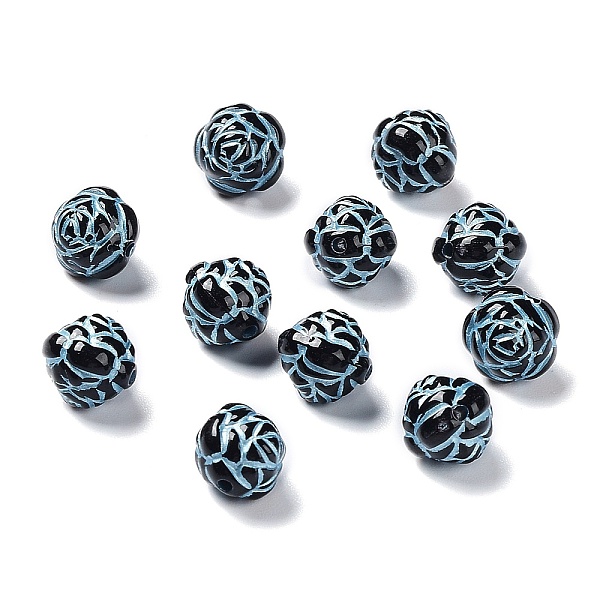 

PandaHall Opaque Acrylic Beads, Metal Enlaced, Rose, Black, 9.5x10x9.5mm, Hole: 1.5mm, about 1110pcs/500g Acrylic Flower Black