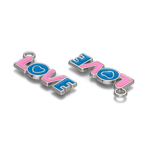 

PandaHall Valentines Gift Idea Alloy Enamel Pendants, Lead Free and Cadmium Free, Word Love, Platinum Color, Mixed Color, 32x11x2mm, Hole..., Multicolor