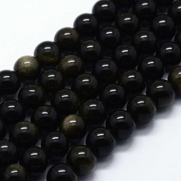 

PandaHall Natural Golden Sheen Obsidian Beads Strands, Round, 10mm, Hole: 1mm, about 37pcs/strand, 14.76 inch(37.5cm) Golden Sheen Obsidian...