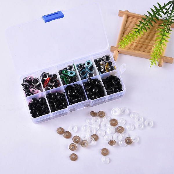 

PandaHall Craft Plastic Doll Eyes Set, Stuffed Toy Eyes, Safety Eyes, Half Round, Mixed Color, 6~10mm, 200pcs/box Plastic Mixed Shapes..., Multicolor