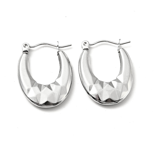 

PandaHall 304 Stainless Steel Chunky Oval Hoop Earrings for Women, Stainless Steel Color, 23x17.5x3mm, Pin: 0.8mm 304 Stainless Steel Oval