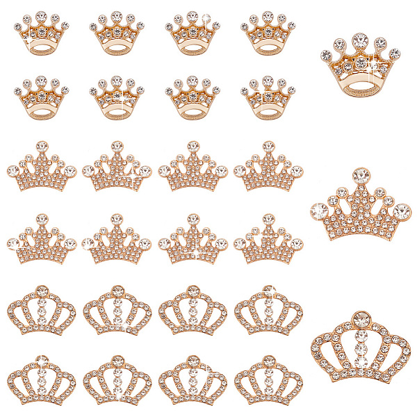 

PandaHall ARRICRAFT DIY Jewelry Making Finding Kit, Including Alloy Rhinestone Crown Cabochons & Brooch Pins, Light Gold, 30Pcs/box..., Clear