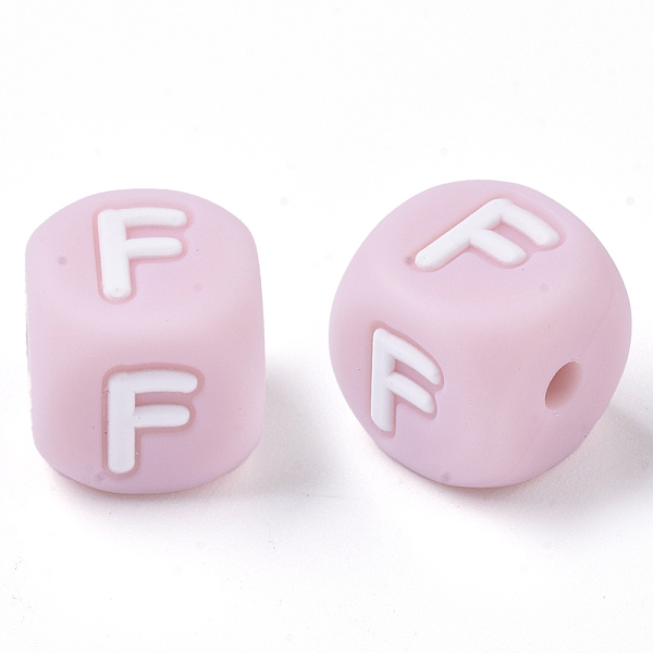 

PandaHall Food Grade Eco-Friendly Silicone Beads, Horizontal Hole, Chewing Beads For Teethers, DIY Nursing Necklaces Making, Letter Style..., Pink