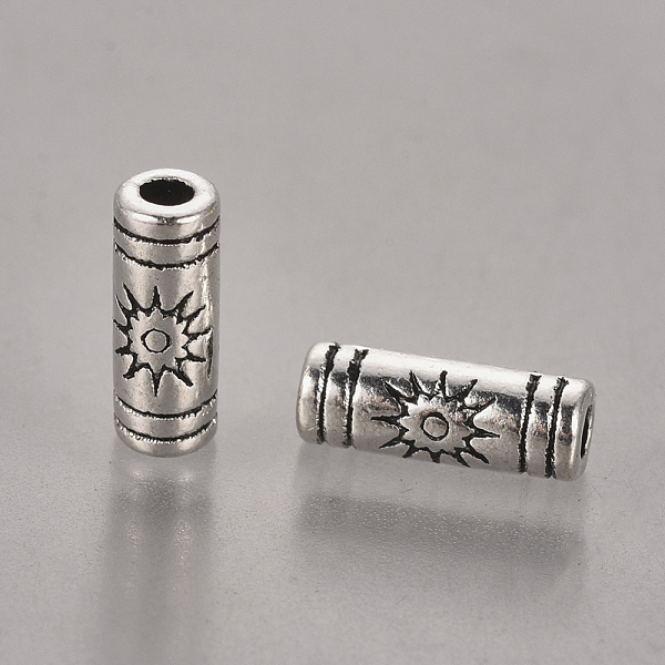 

PandaHall Tibetan Style Alloy Beads, Column with Sun, Lead Free & Cadmium Free, Antique Silver, 9.5x3.5mm, Hole: 1.5mm Alloy Column