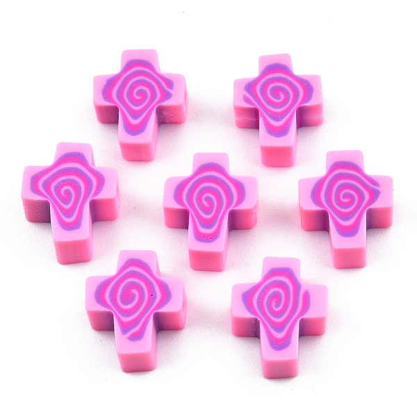 

PandaHall Handmade Polymer Clay Beads, Cross, Pearl Pink, 12x10x4.5mm, Hole: 1.6mm Polymer Clay Cross