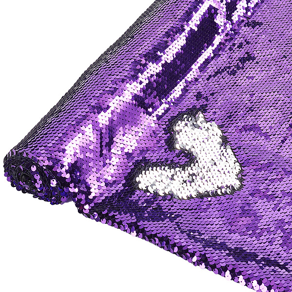 

PandaHall Sequin Fabric, 1.64x1.09 Yards Shimmer Reversible Sequin Fabric Wall Flip Sequin Fabric Mesh Glitter Fabric for Sewing DIY..., Purple