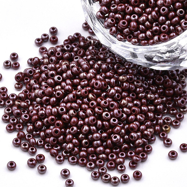 

PandaHall 11/0 Czech Opaque Glass Seed Beads, Lustered, Round, Coconut Brown, 2.2x1.5mm, Hole: 0.7mm, about 500g/bag Czech Glass