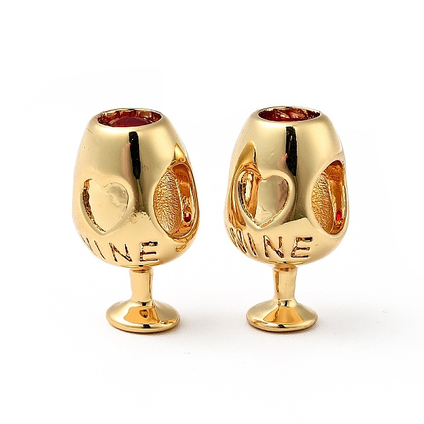 

PandaHall Rack Plating Brass European Beads, Cadmium Free & Lead Free, Large Hole Beads, Goblet with Word Wine, Real 18K Gold Plated...
