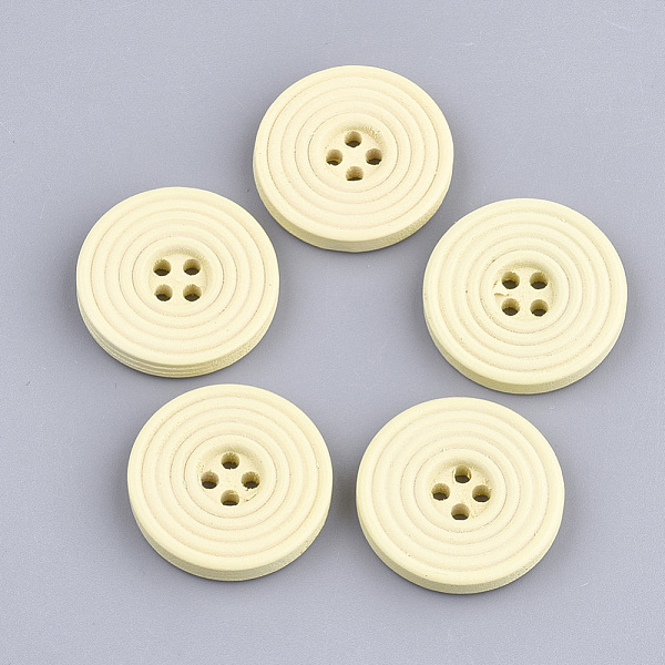 

PandaHall Painted Wooden Buttons, 4-Hole, Flat Round, Light Yellow, 24.5x4mm, Hole: 2mm Wood Flat Round Yellow
