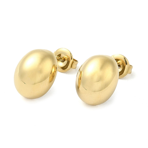 

PandaHall Ion Plating(IP) 304 Stainless Steel Oval Stud Earrings, Real 14K Gold Plated, 13x10mm 304 Stainless Steel Oval