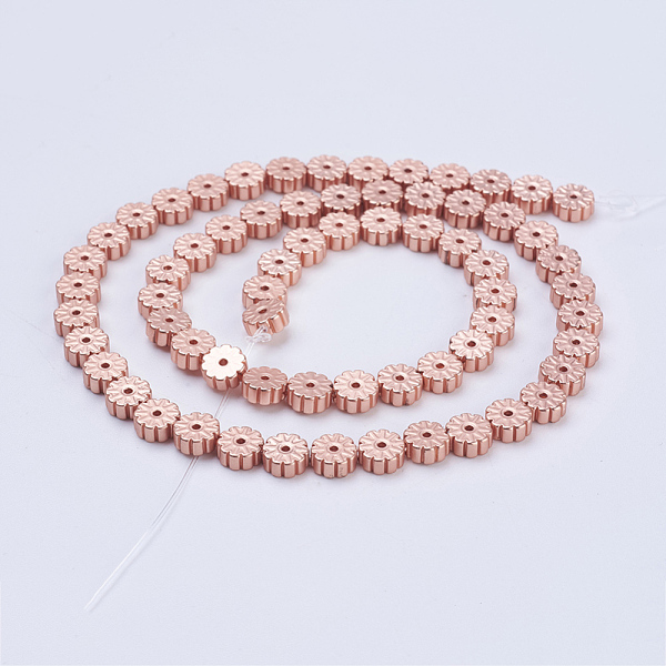 

PandaHall Electroplate Non-magnetic Synthetic Hematite Beads Strands, Frosted, Flower, Mixed Color, 6x2mm, Hole: 1mm, about 66pcs/strand...
