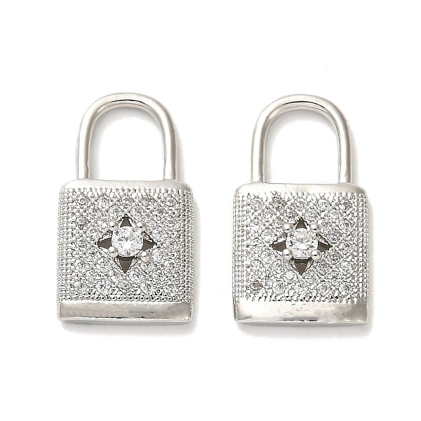 

PandaHall Brass Micro Pave Cubic Zirconia Pendants, Long-Lasting Plated, Lock, Platinum, 20x11x3.5mm, Hole: 6.8x5.8mm Brass+Cubic Zirconia..., Clear