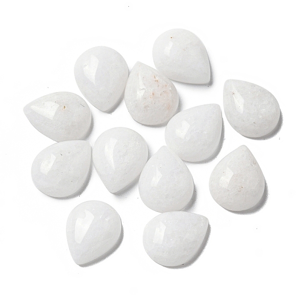 

PandaHall Natural White Jade Cabochons, Teardrop, 10.5x8x4mm White Jade Teardrop