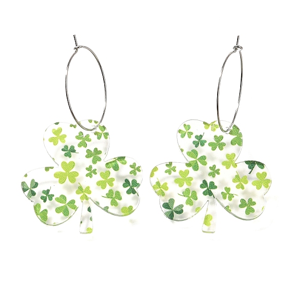 Acrylic Clover Hoop Earrings