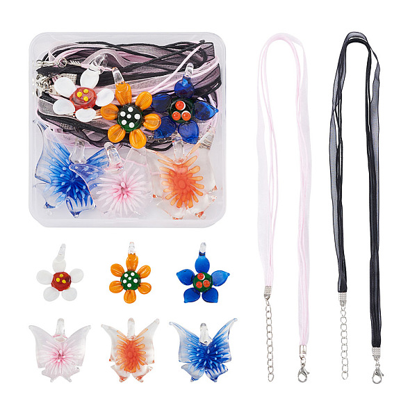 

PandaHall Kissitty DIY Flower and Butterfly Necklace Making Kit, Including Handmade Lampwork Pendants, Jewelry Making Necklace Cord, Mixed..., Multicolor