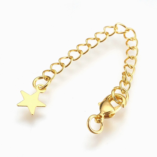 

PandaHall Brass Chain Extender, with Lobster Claw Clasps, Cadmium Free & Nickel Free & Lead Free, Long-Lasting Plated, Star, Real 18K Gold...