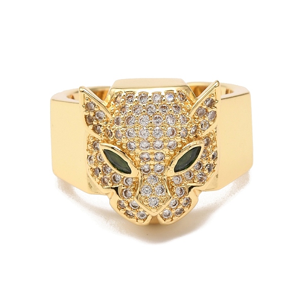 

PandaHall Leopard Cubic Zirconia Open Cuff Ring, Brass Jewelry for Woman, Real 18K Gold Plated, US Size 7 1/4(17.5mm) Brass+Cubic Zirconia..., Clear