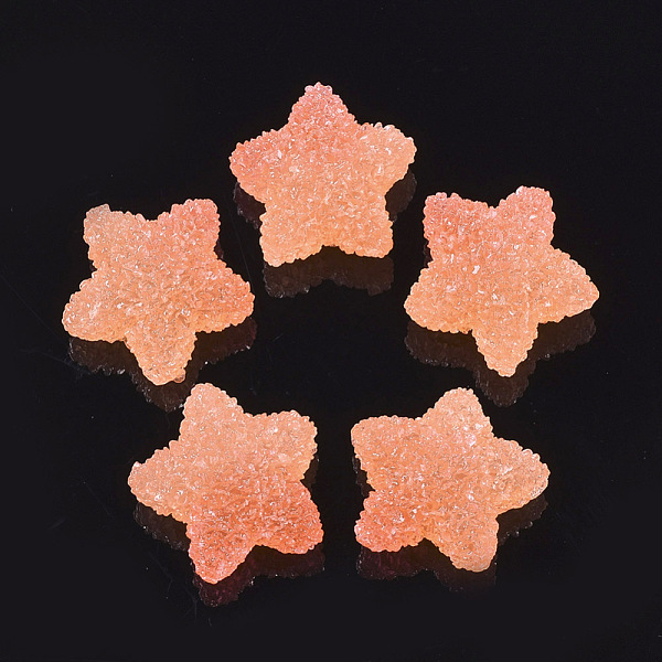 

PandaHall Resin Cabochons, Two-tone Star, Light Salmon, 17~18.5x17.5~19x9~10.5mm Resin Star Red