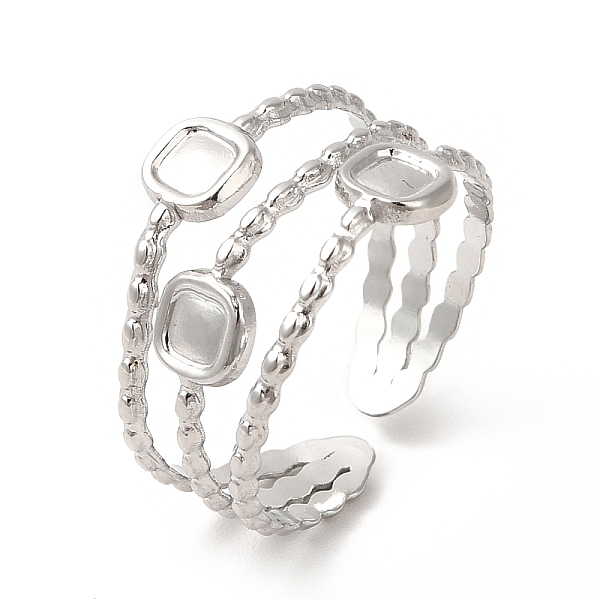 

PandaHall 304 Stainless Steel Triple Square Open Cuff Ring for Women, Stainless Steel Color, US Size 6 3/4(17.1mm) 304 Stainless Steel