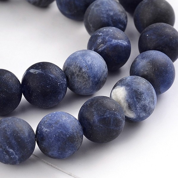 

PandaHall Frosted Natural Sodalite Round Bead Strands, 8mm, Hole: 1mm, about 48pcs/strand, 15.1 inch Sodalite Round