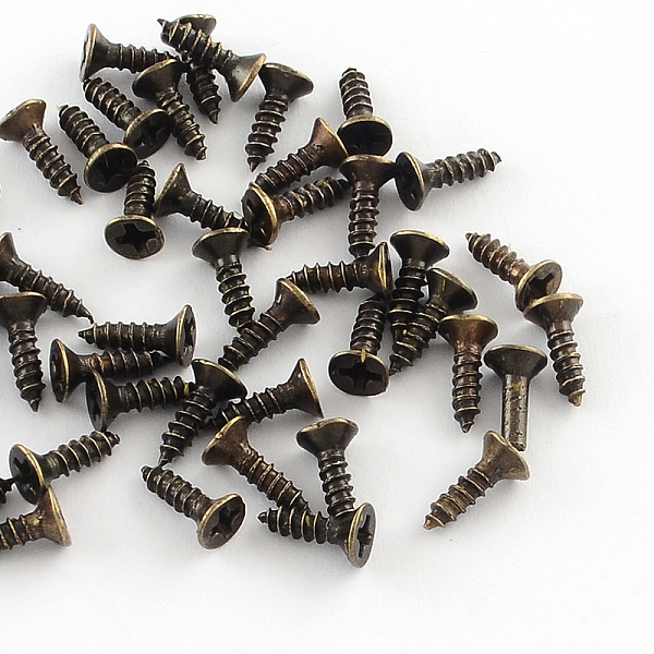 

PandaHall Iron Screws Findings, Antique Bronze, 7x4mm, pin: 2mm, about 3755pcs/500g Iron