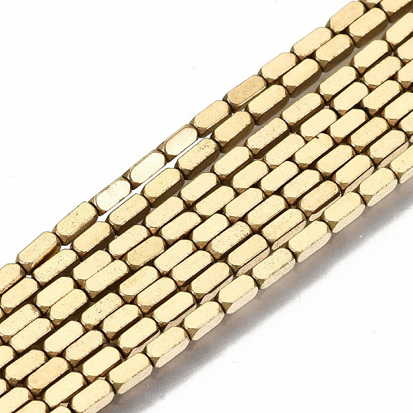 

PandaHall Electroplate Non-magnetic Synthetic Hematite Beads Strands, Cuboid, Real 18K Gold Plated, 3x1.5x1.5mm, Hole: 0.8mm, about...