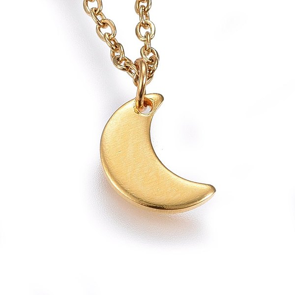 

PandaHall 304 Stainless Steel Pendant Necklaces, with Lobster Claw Clasps, Moon, Golden, 17.71 inch(45cm) 304 Stainless Steel