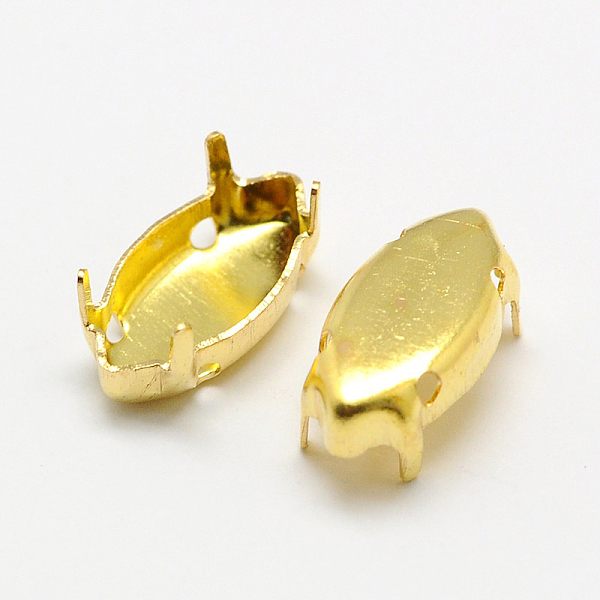 

PandaHall Brass Sew on Prong Settings, Claw Settings for Pointed Back Rhinestone, Horse Eye, Golden, 8x4x0.23mm, Fit fot 4x8mm horse eye...