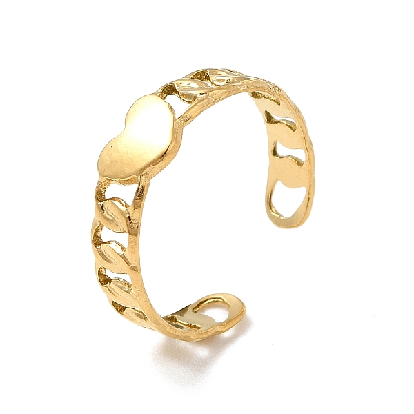 

PandaHall Ion Plating(IP) 304 Stainless Steel Heart Open Cuff Ring for Women, Real 18K Gold Plated, US Size 6 1/4(16.7mm) 304 Stainless...