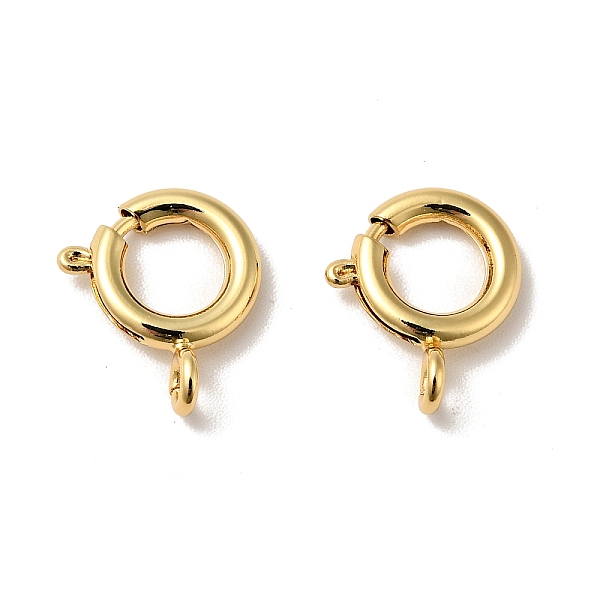 

PandaHall Brass Spring Ring Clasps, Cadmium Free & Nickel Free & Lead Free, Real 18K Gold Plated, 12.5x10x2mm, Hole: 1.5mm Brass