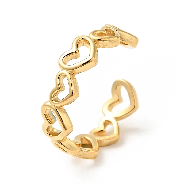 

PandaHall Ion Plating(IP) 304 Stainless Steel Heart Wrap Open Cuff Ring, Hollow Ring for Women, Golden, US Size 9(18.9mm) 304 Stainless...