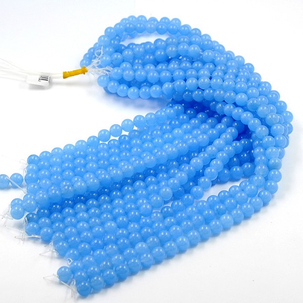 Dyed Natural White Jade Round Bead Strands