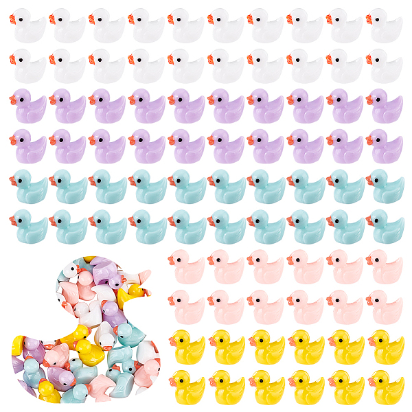 100Pcs 5 Colors Mini Resin Ducks