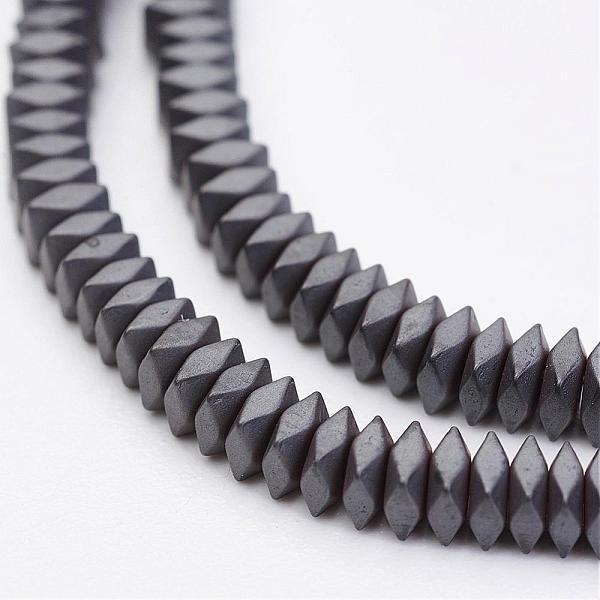 PandaHall Non-magnetic Synthetic Hematite Beads Strands, Faceted, Frosted, Square Heishi Beads, 2.5x2.5x1mm, Hole: 0.5mm, about...