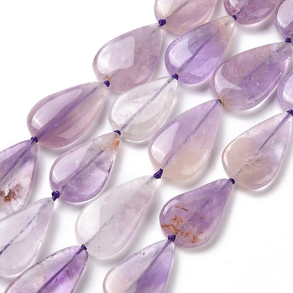 

PandaHall Natural Ametheyst Beads Strands, Teardrop, 20~26x11~14x4~6mm, Hole: 1mm, about 17pcs/strand, 15.55''(39.5cm) Amethyst Teardrop