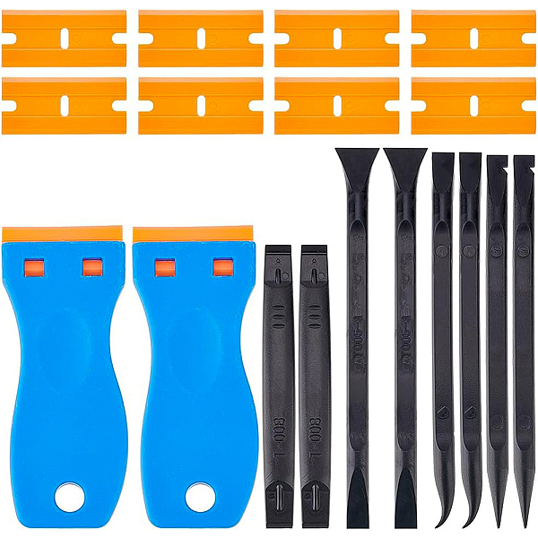 

PandaHall BENECREAT 2Pcs Plastic Scrapers, with 50Pcs Plastic Replacement Blades and 8Pcs 4 Style Plastic Mobilephone Repair Tool, Mixed..., Multicolor