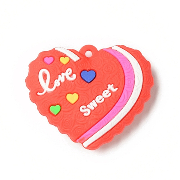

PandaHall Opaque Resin Pendants, Love Heart Charm, Orange Red, Word Love Sweet, Heart Pattern, 36x45x10mm, Hole: 3mm Resin Heart