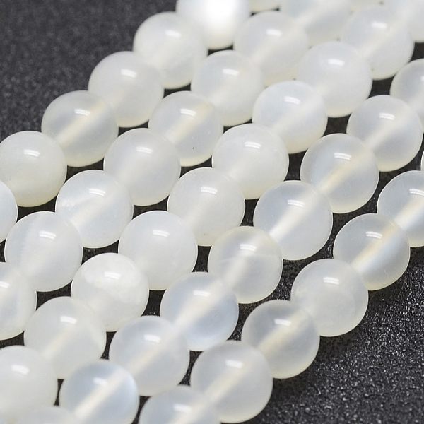 

PandaHall Natural White Moonstone Beads Strands, Round, 6mm, Hole: 1mm, about 66pcs/strand, 15.5 inch(39.5cm) White Moonstone Round