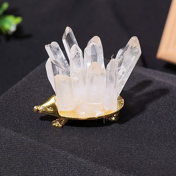 

PandaHall Natural Raw Quartz Crystal Display Decoration, Reiki Energy Stone Ornaments, Hedgehog, 45mm Quartz Crystal Hedgehog