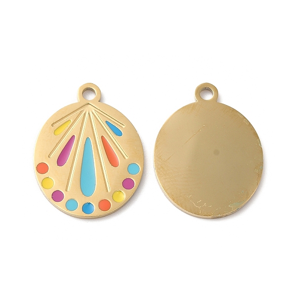 

PandaHall Ion Plating(IP) 316L Surgical Stainless Steel Pendants, with Enamel, Oval Charm, Real 18K Gold Plated, 20x15.5x1.2mm, Hole: 1.8mm...