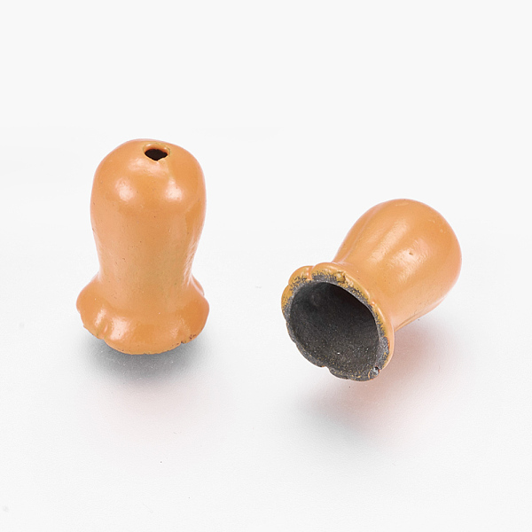 

PandaHall Spray Painted Alloy Flower Bead Cones, Orange, 15x9x8mm, Hole: 1mm and 5mm Alloy Orange