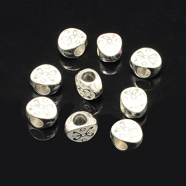 

PandaHall Alloy Enamel Oval Large Hole European Beads, Silver Color Plated, White, 11x8x6.5mm, Hole: 4.5mm Alloy+Enamel Oval White