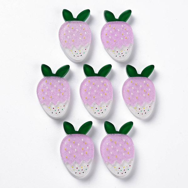 

PandaHall Cellulose Acetate(Resin) Decoden Cabochons, with Glitter Powder, Strawberry, Plum, 26x16x4mm Cellulose Acetate Fruit Purple
